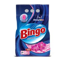 Praf de spalat BINGO, uscat, pentru rufe colorate, spalare automata, 3 kg