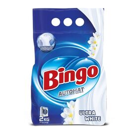 Praf de spalat BINGO, uscat, pentru haine albe, spalare automata, 2 kg