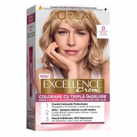 Vopsea-crema pentru par L'OREAL Excellence, 8 Blond Deschis, 192 ml