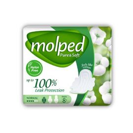 Прокладки  гигиенические MOLPED Normal Wings Pure&Soft 4 капли, 8 шт