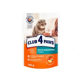 Корм CLUB4PAWS, для кошек, скумбрия, 100г