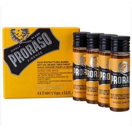 Ulei de barba fierbinte PRORASO Wood & Spice, 4 x 17 ml