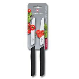 Set de cutite VICTORINOX Swiss Modern, tomato & table, 2pcs, 11cm, wavy, black, blister, 6.9003.11WB