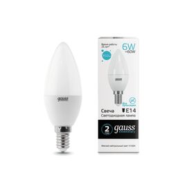 Bec LED GAUSS Elementary C37/ 6W/ E14/ 4100K/ 1/10/50