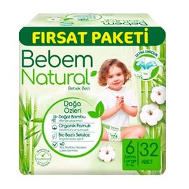 Scutece pentru copii BEBEM NATURAL, 15 kg, 32 buc