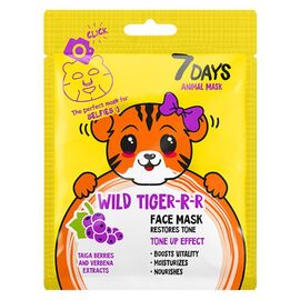 Маска для лица 7DAYS ANIMAL, WILD TIGER-R-R, Восстанавливает тонус, с Таежными ягодами и Вербеной, 28г