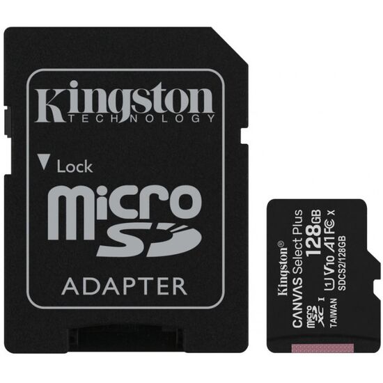 Карта памяти Kingston 128GB microSD Class10 A1 UHS-I + SD adapter