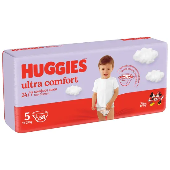 Подгузники для детей HUGGIES Ultra Comfort Mega №5, унисекс, 12-22 кг, 58 шт