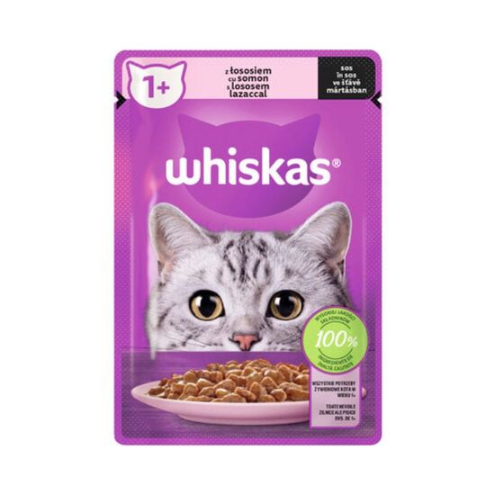 Корм WHISKAS Лосось в соусе, кошачий, 85г