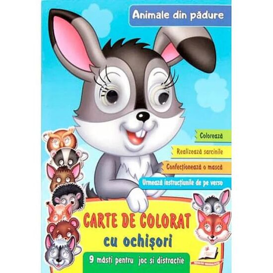 Carte de colorat cu ochisori. Animale din padure