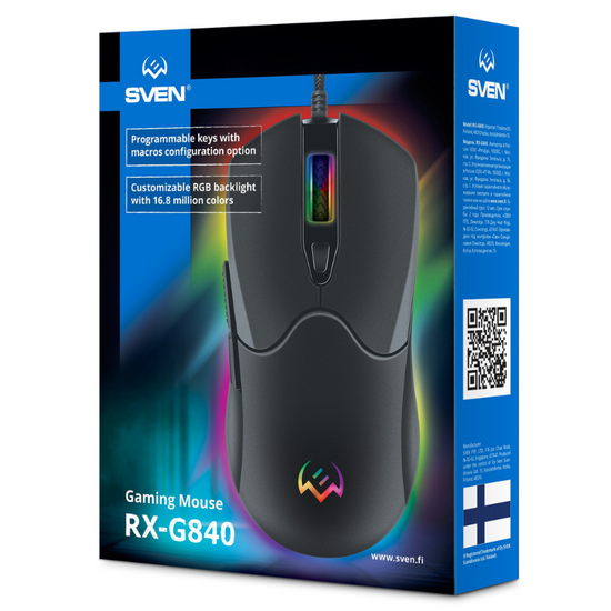 Mouse pentru gaming SVEN, RX-G840, RGB, Gaming Optical Mouse, Black, 8 image