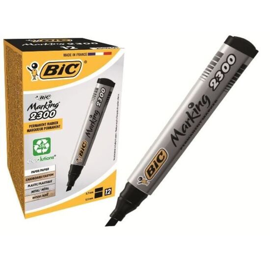 Маркер перманент BIC 2300, черный, плоский конец