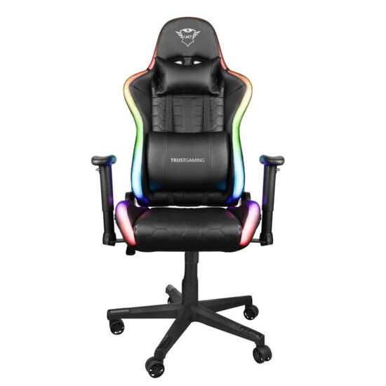 Scaun de birou/gaming TRUST Gaming Chair GXT716 RIZZA - Black RGB LED Illuminated, 150kg / 155 - 195cm