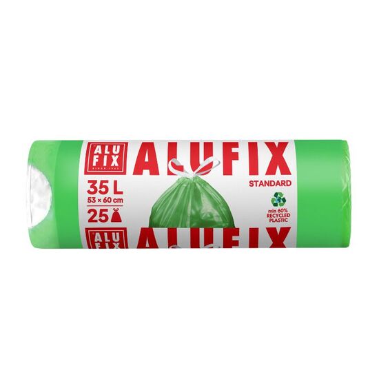 Saci menajeri ALUFIX, striati, green, 35l, 25buc